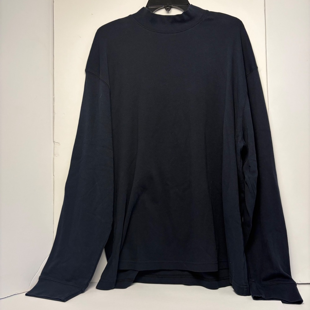 Saddlebred Mens XL Navy Blue Mock Neck Long Sleeve T-Shirt 100% Cotton RN 31104